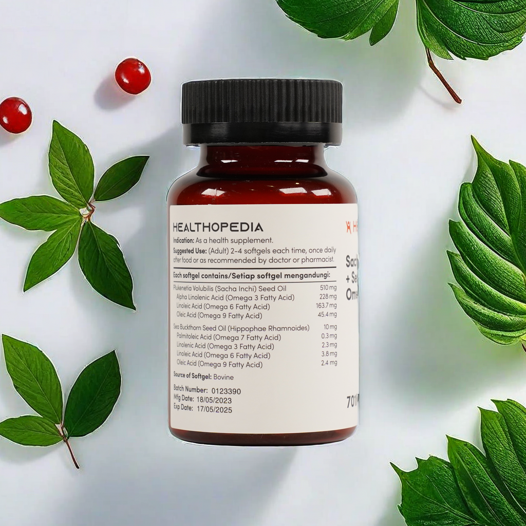 Healthopedia sacha inchi oil + Seabuckthorn oil softgel